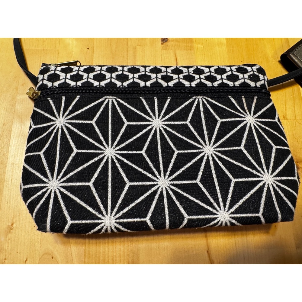 Danny K. Beverly Hills Crossbody Bag Black White Geometric Tapestry USA Made